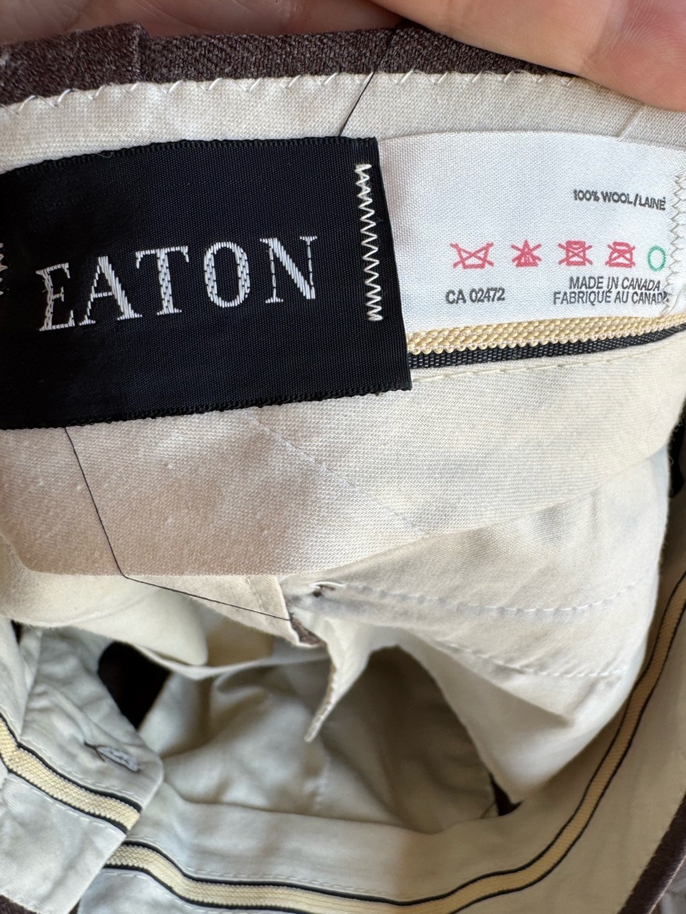 Vintage 70s Eaton Brown Wool 3 Piece Suit Mens 38R 32x29.5 Blazer Vest Trousers - Picture 13 of 16